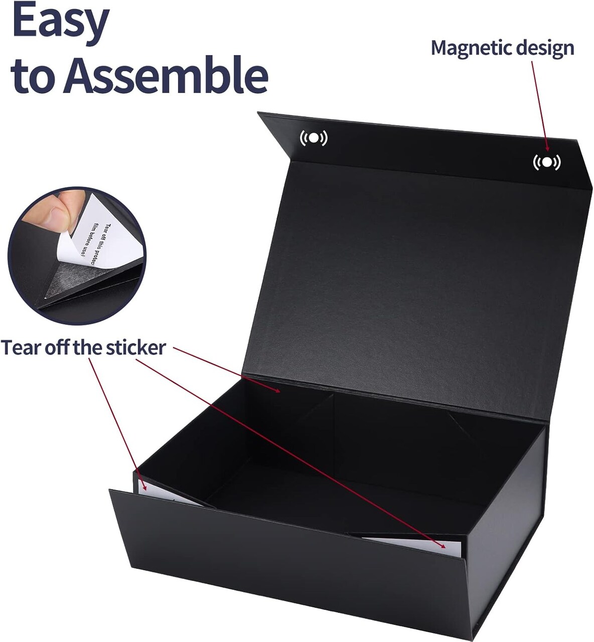 4-Pack 11”x8”x3.5” Black Gift Boxes with Magnetic Lids, Large Collapsible Gift Wrap Box Magnet Clourse for Presents, Mothers Day, Birthday, Wedding, Bridesmaid Groomsman Proposal Box